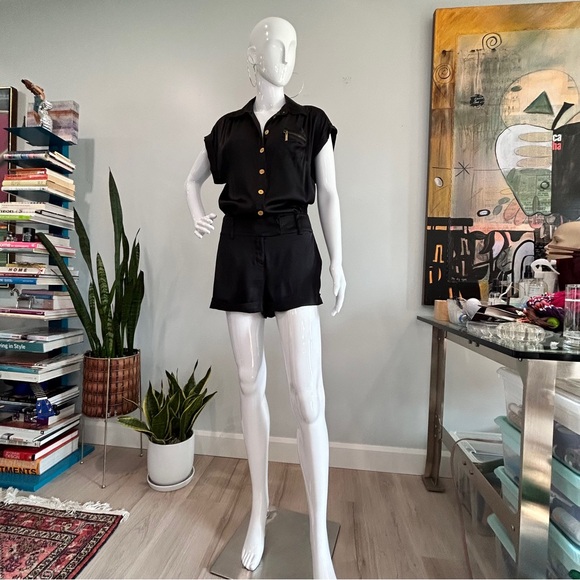 Marciano Black Stretch Silk Romper - Picture 5 of 13